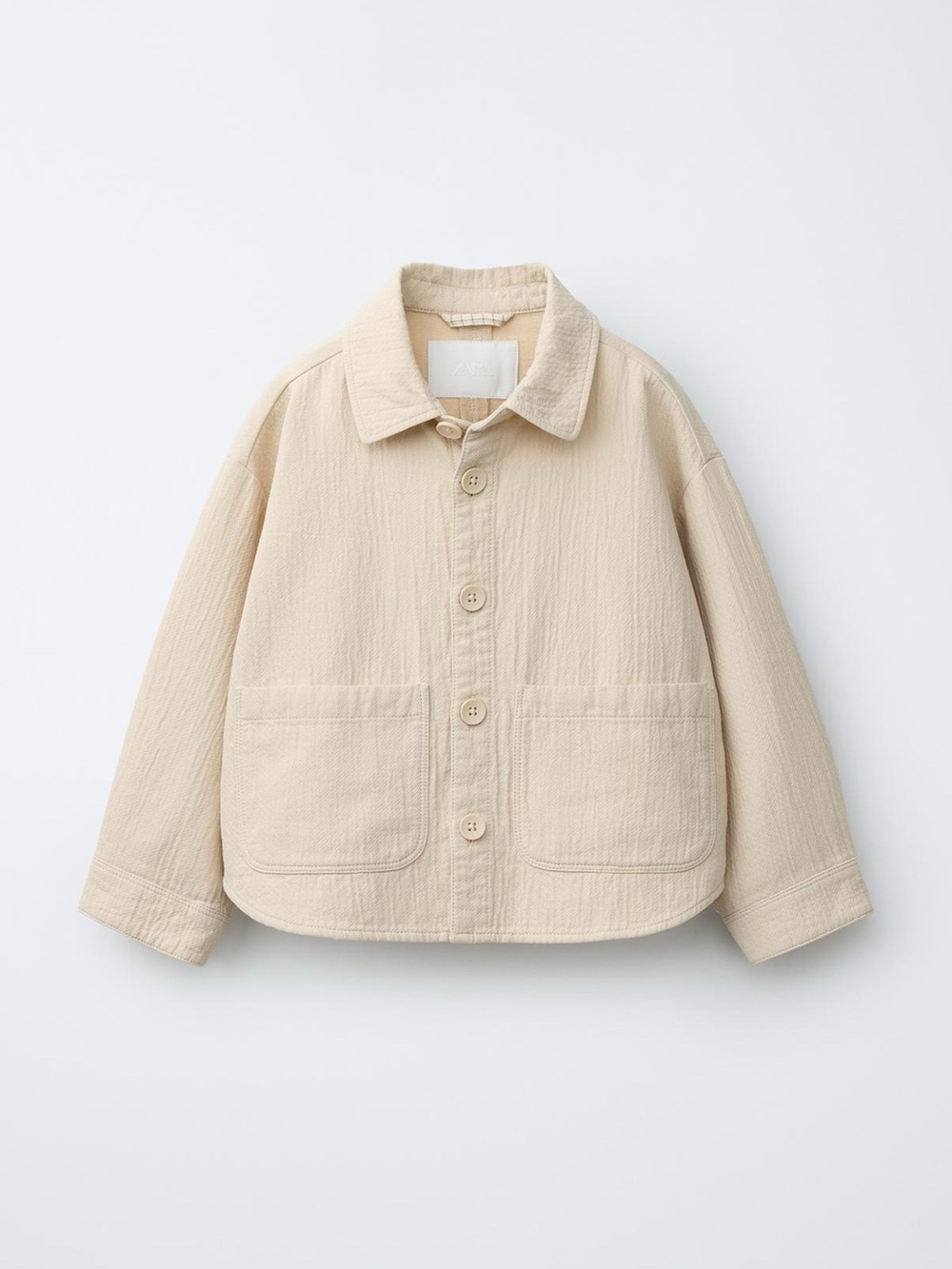 ZARA TEXTURED COTTON LINEN OVERSHIRT